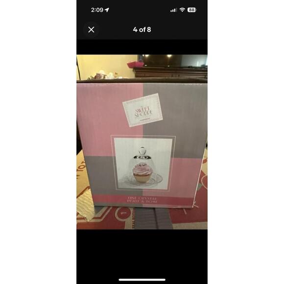 Cupcake Sweet Shoppe Studiohome Fine Crystal Plate & Dome 2 - NIB - Picture 4 of 8